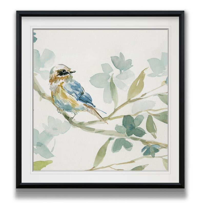Spring Melody I -Custom Framed Print - blue, white, grey, yellow, green, silver, gold
