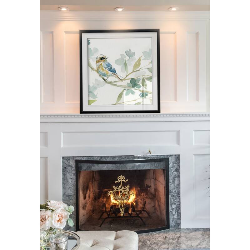 Spring Melody I -Custom Framed Print - blue, white, grey, yellow, green, silver, gold