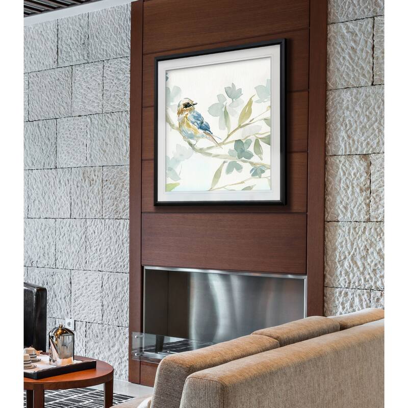 Spring Melody I -Custom Framed Print - blue, white, grey, yellow, green, silver, gold
