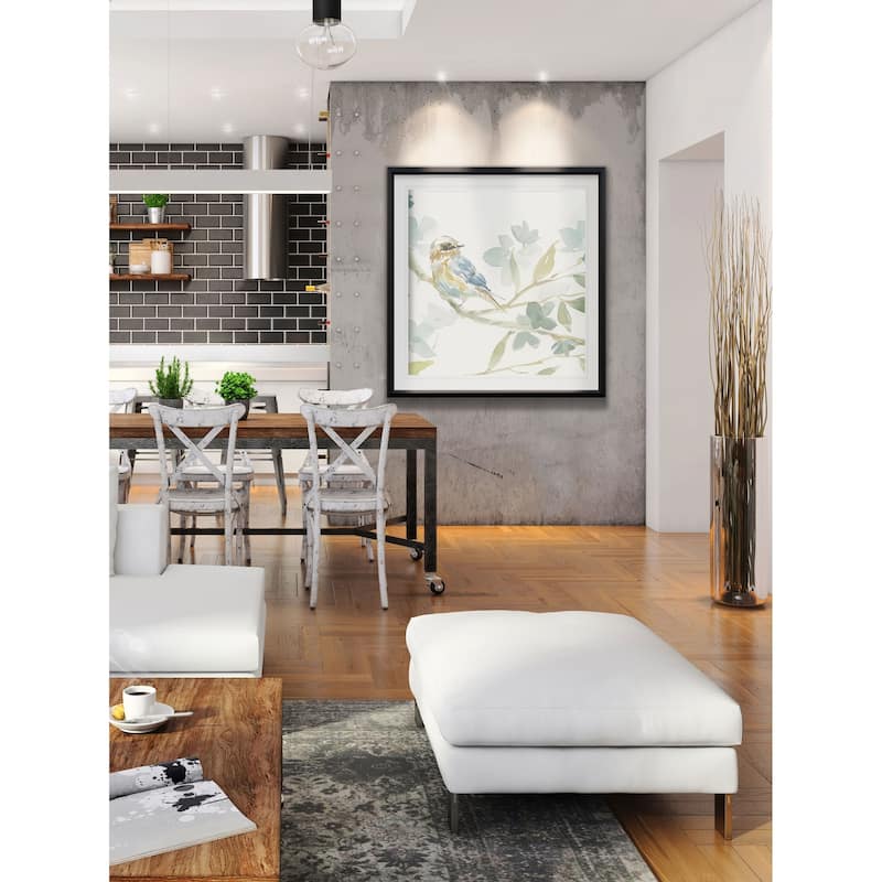 Spring Melody I -Custom Framed Print - blue, white, grey, yellow, green, silver, gold