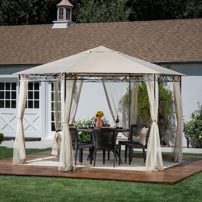 Duke Outdoor 10' 5" by 10' 5" Water Resistant Fabric and Steel Gazebo by Christopher Knight Home