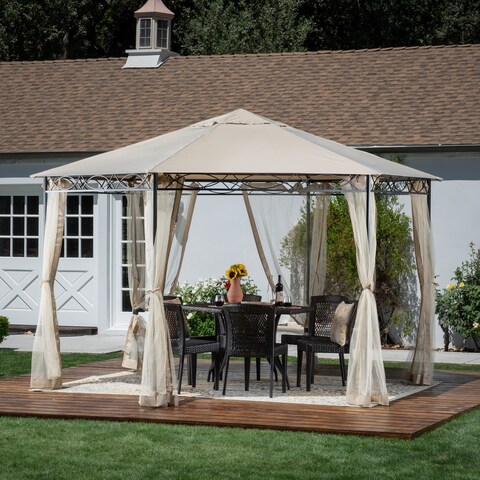 Duke Outdoor 10' 5" by 10' 5" Water Resistant Fabric and Steel Gazebo by Christopher Knight Home