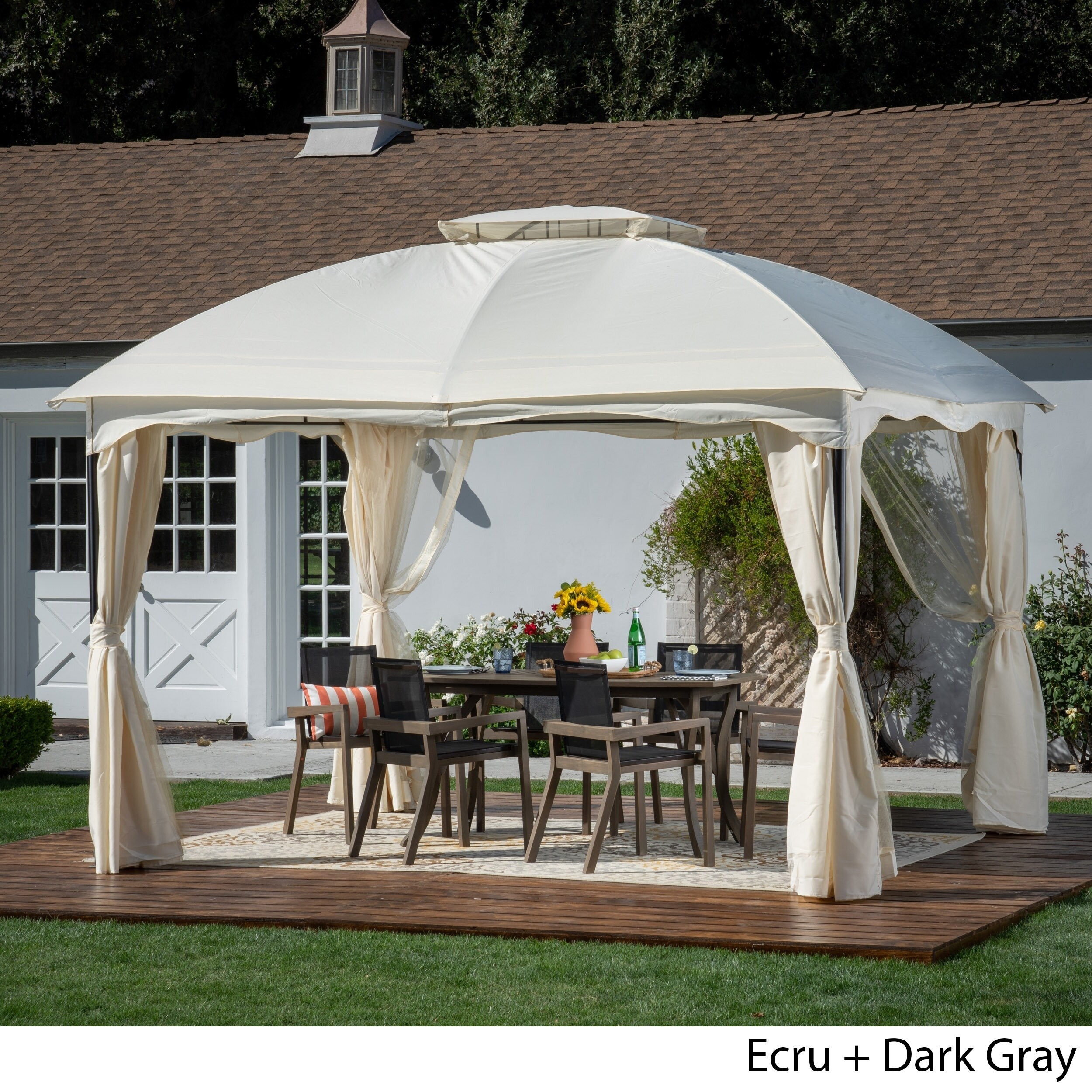 Shop Gravina Outdoor 12 By 10 Water Resistant Fabric And Steel