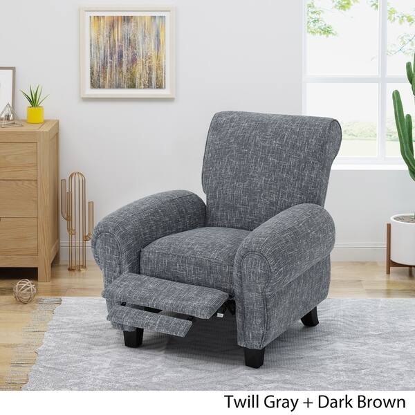 Noble House Del Monte Pushback Recliner in Pebble Gray and Dark Brown