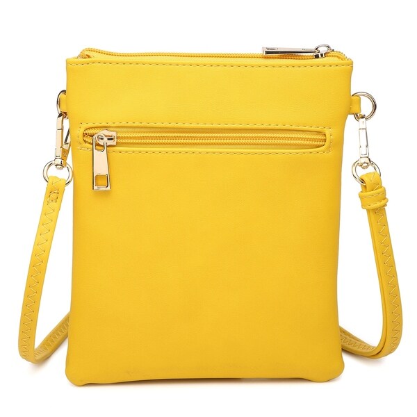 yellow leather messenger bag