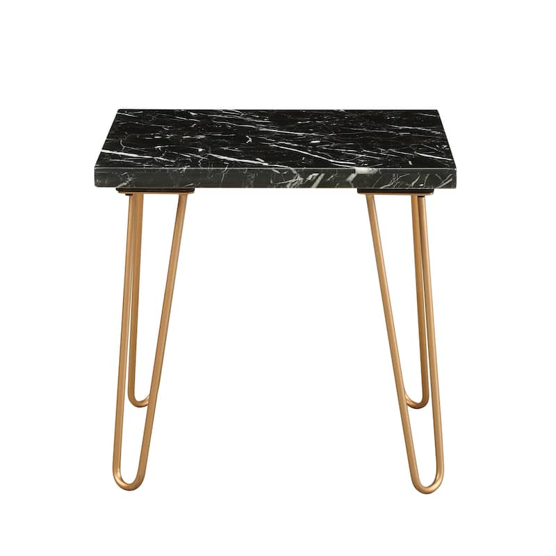 ACME Telestis End Table in Marble and Gold