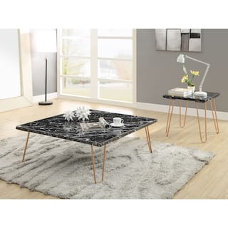 ACME Telestis End Table in Marble and Gold