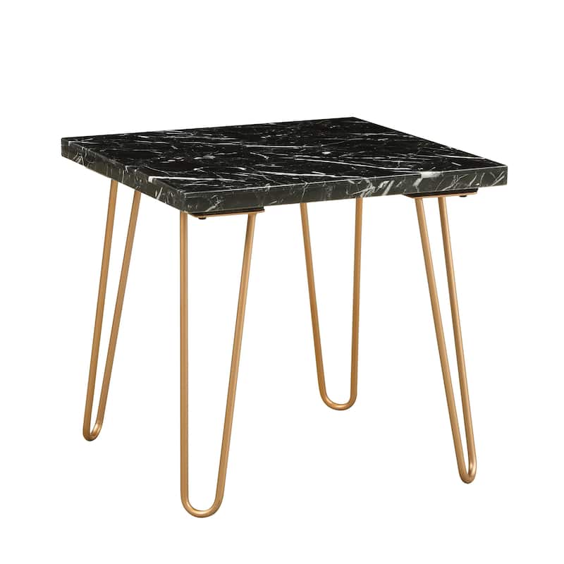 ACME Telestis End Table in Marble and Gold