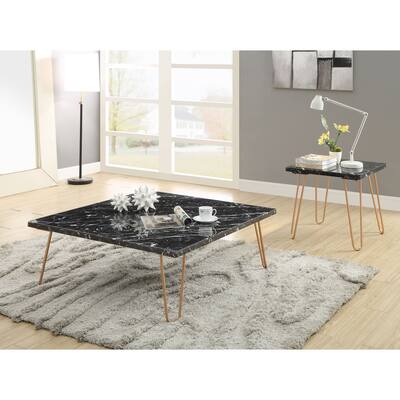 ACME Telestis End Table in Marble and Gold