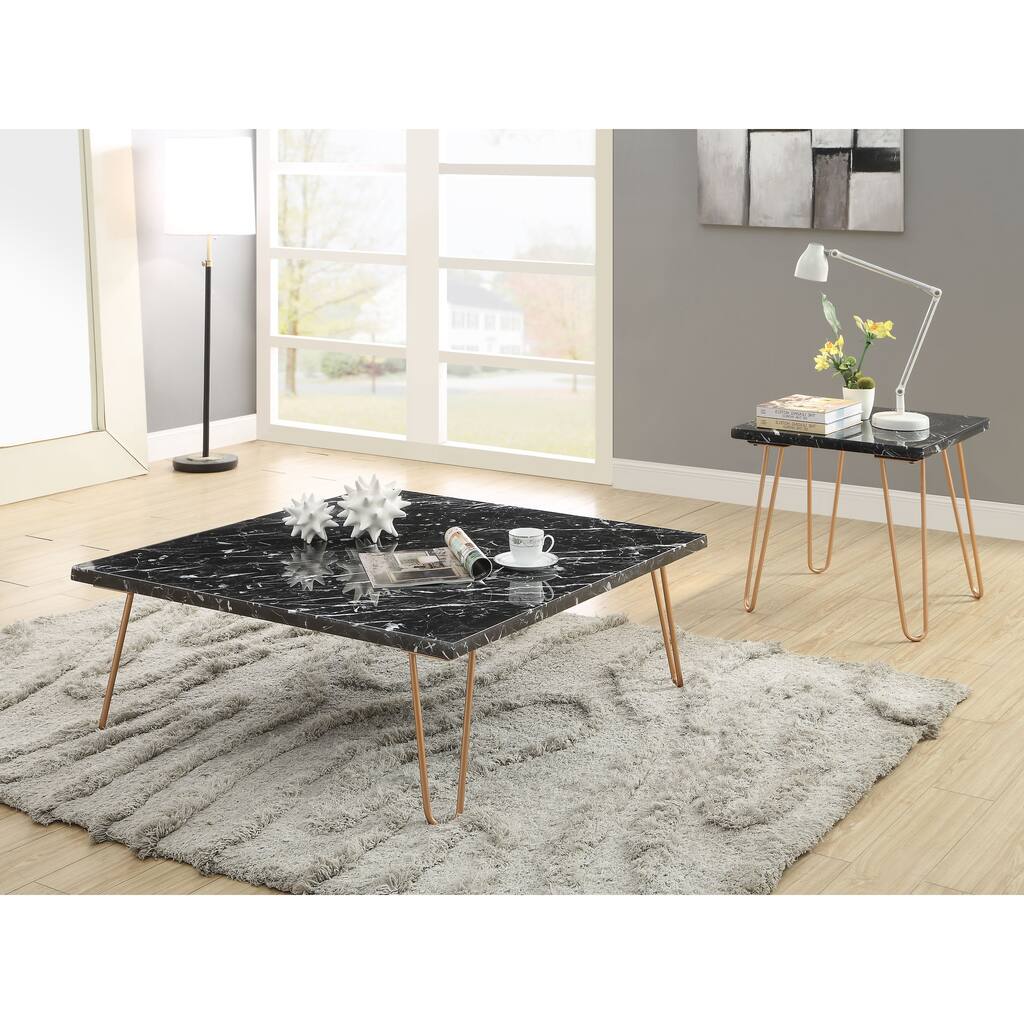 ACME Telestis End Table in Marble and Gold