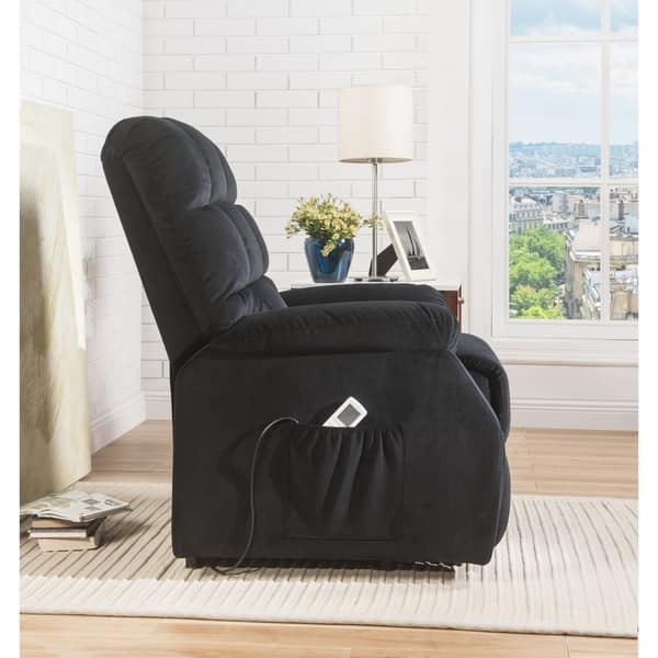 slide 2 of 4, ACME Ipompea Recliner with Power Lift and Massage in Black Velvet