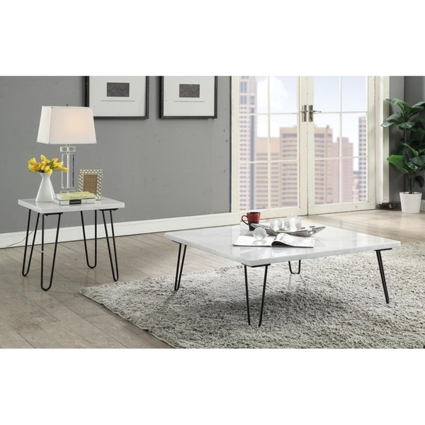 ACME Telestis End Table in Marble and Black