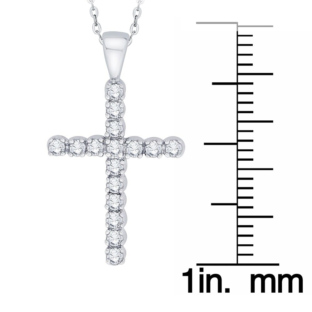 Diamond Textured Cross Faith Pendant 1//6ct 10k White Gold