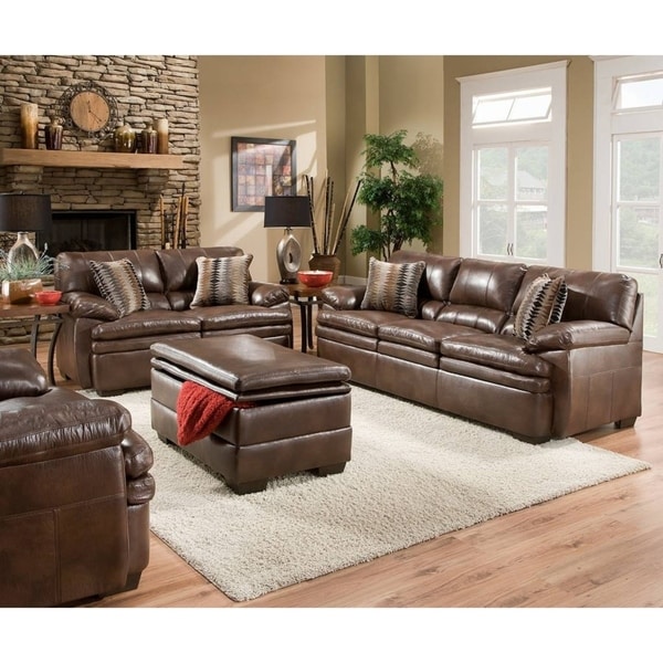Simmons Upholstery Editor Brown Bonded Leather Loveseat On Simmons Upholstery Editor Brown Bonded Leather Loveseat