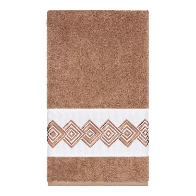 Authentic Hotel and Spa Turkish Cotton Diamonds Embroidered Latte Brown 4-piece Towel Set