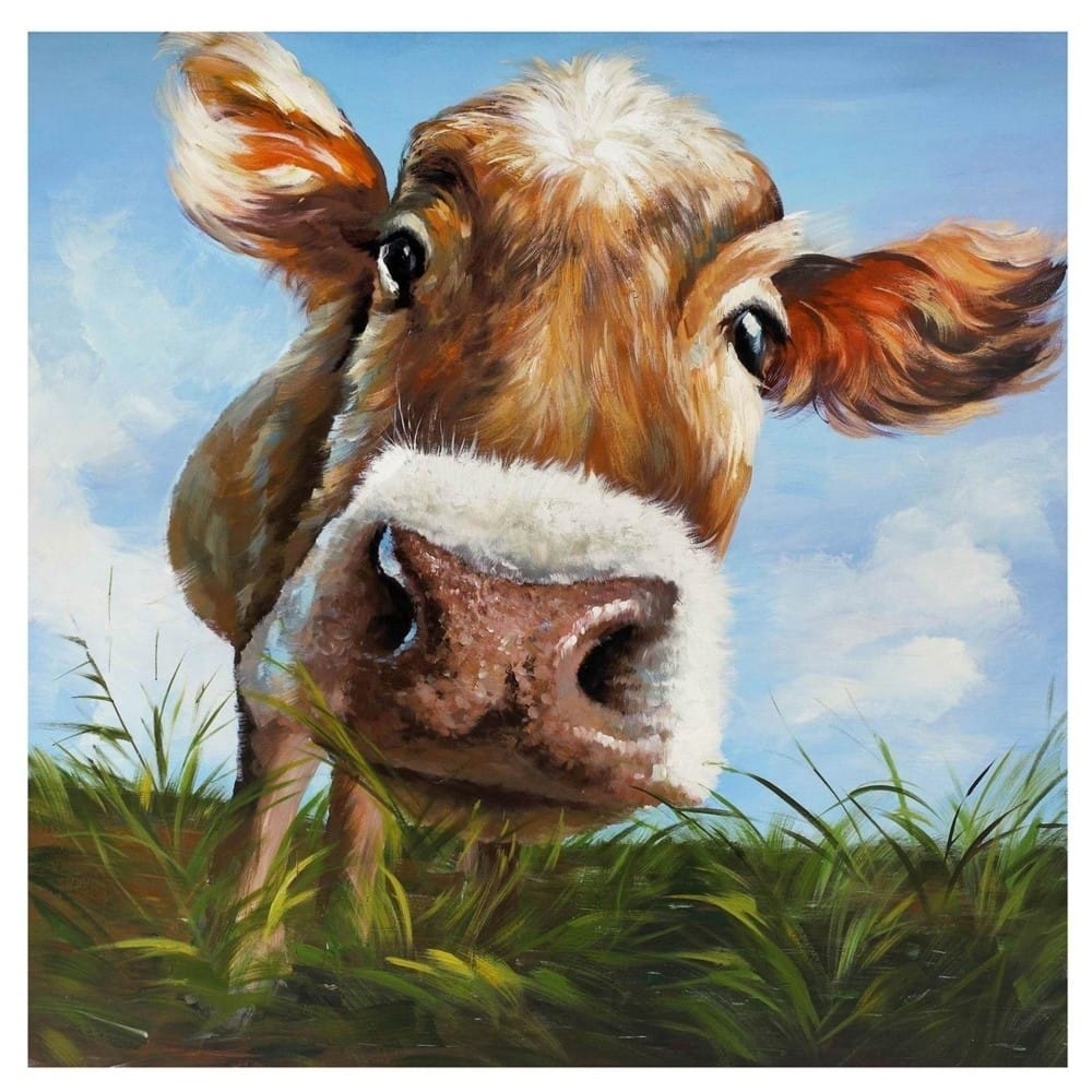 Hello, Is It Me You Are Looking For? Hand Painted Cow Canvas