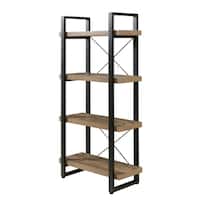 Bourbon Foundry 4-Tier Bookshelf, Wood and Black Steel