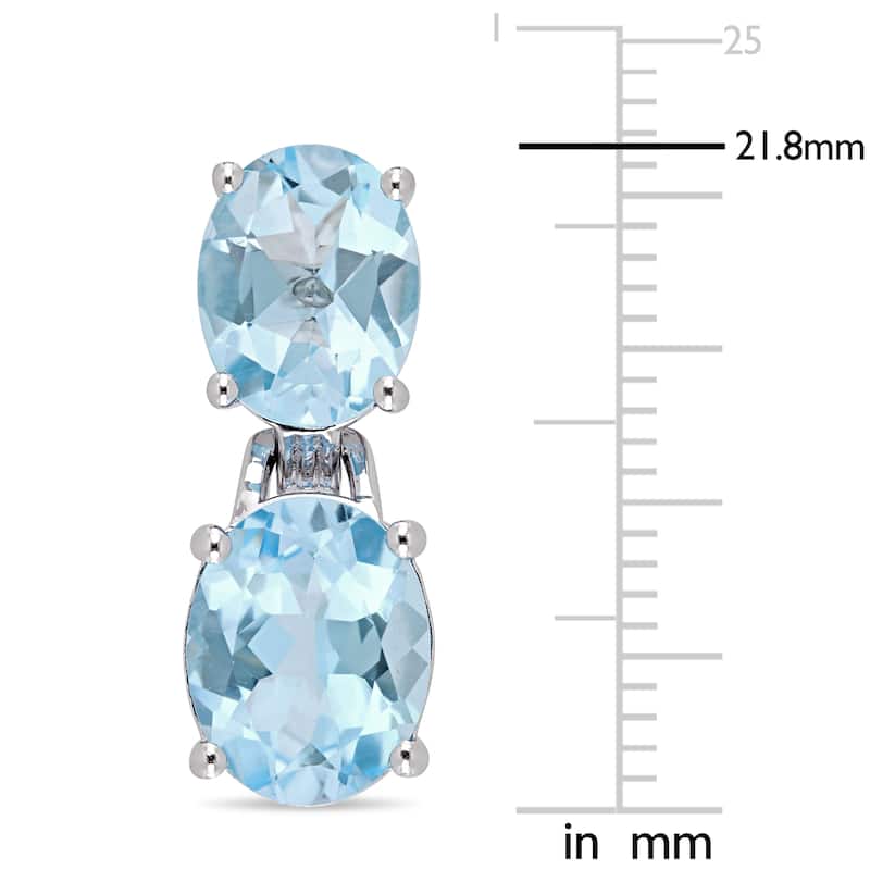 Miadora Sterling Silver Oval-Cut Blue Topaz Dangle Earrings