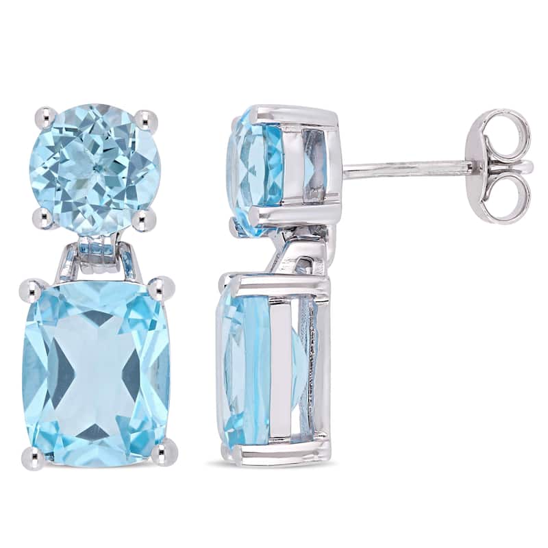 Miadora Sterling Silver 11 1/6ct TGW Sky-Blue Topaz Dangle Earrings