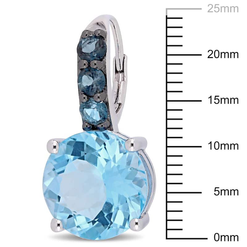 Miadora Sterling Silver 15 1/4ct TGW London and Sky-Blue Topaz Leverback Earrings