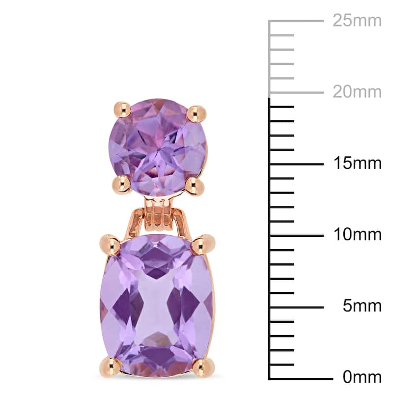 Miadora Rose Plated Sterling Silver 8ct TGW Amethyst Dangle Earrings