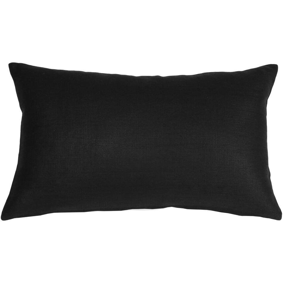 Tuscany Linen 12x19 Throw Pillow with Polyfill Insert, Black