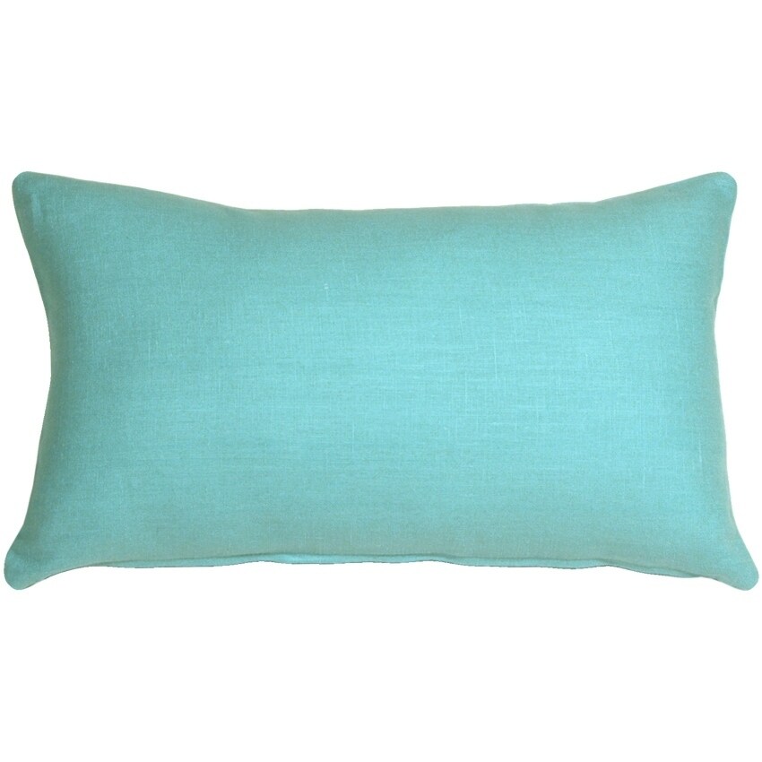 Small Textured Lumbar Pillow Covers 12 x 20 inch Set of 2, Light Turquoise  | Trimmed Edge Soft Chenille Cushion Covers | Modern Pillow Cases for Couch