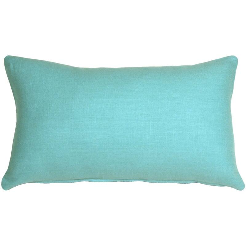 Tuscany Linen 12x19 Throw Pillow with Polyfill Insert, Turquoise