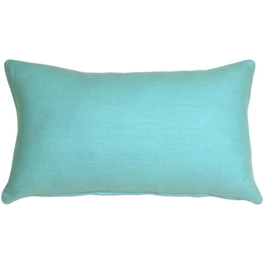 Tuscany Linen 12x19 Throw Pillow with Polyfill Insert, Turquoise