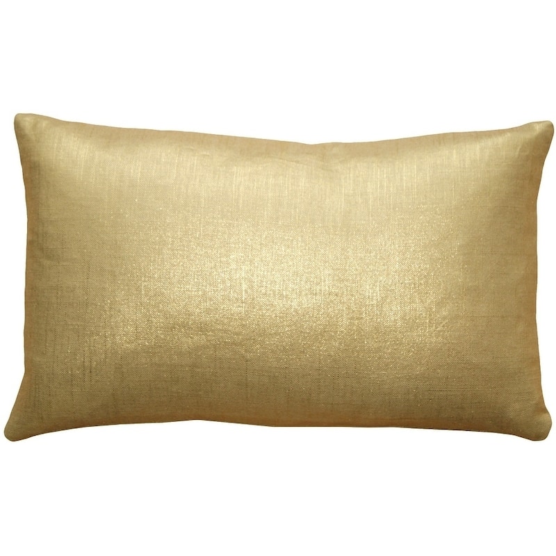 Tuscany Linen 12x19 Throw Pillow with Polyfill Insert, Metallic Gold
