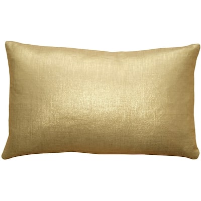 Tuscany Linen 12x19 Throw Pillow with Polyfill Insert, Metallic Gold