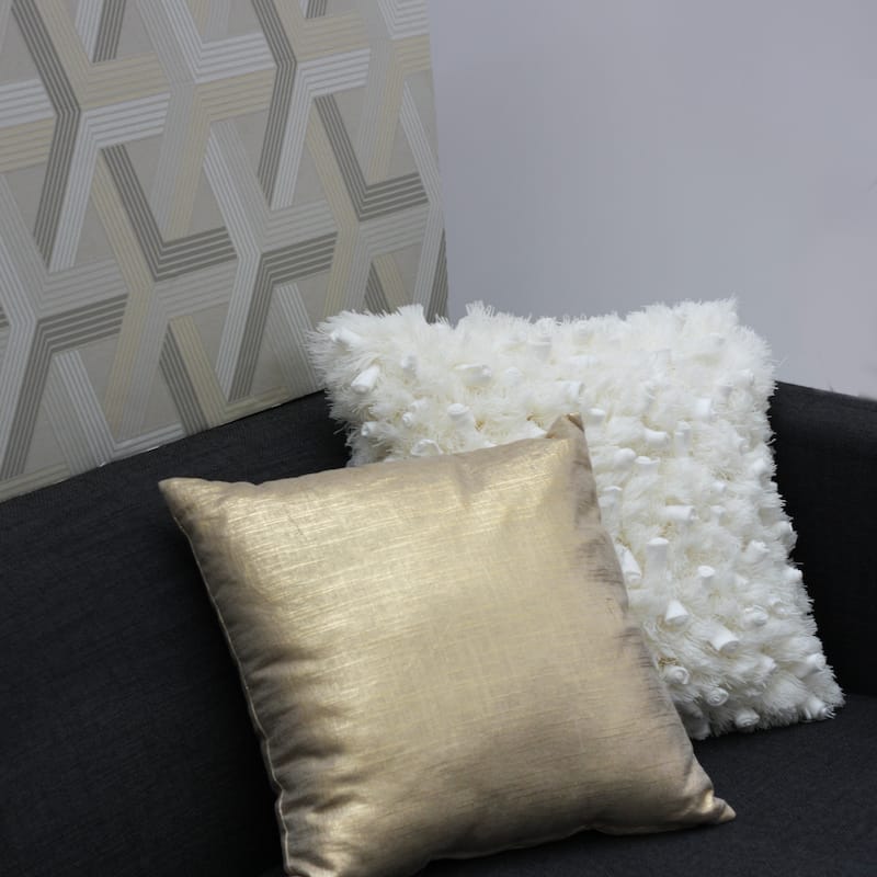 Tuscany Linen 16x16 Throw Pillow with Polyfill Insert, Gold Metallic