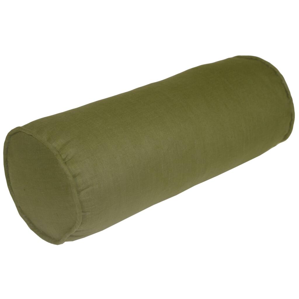 Pillow Decor - Tuscany Linen Fig Green 7x20 Bolster Pillow