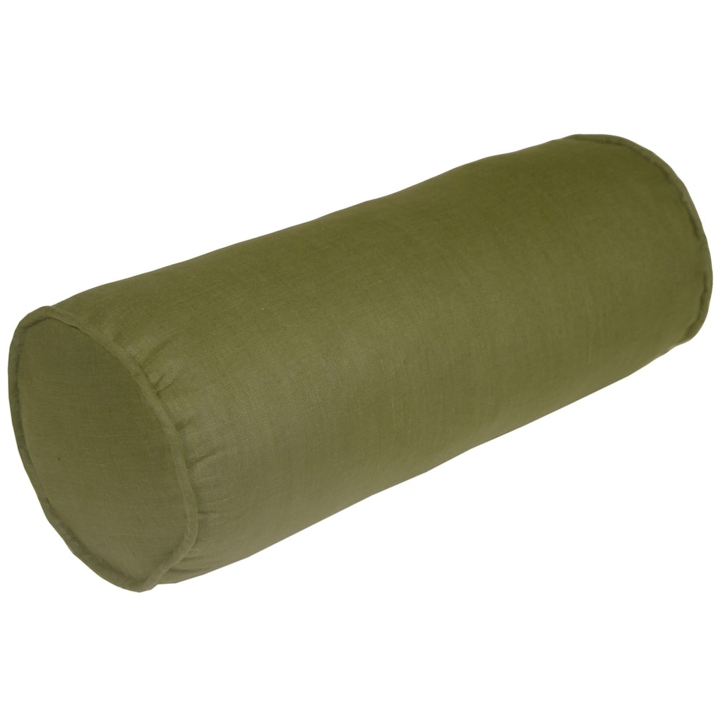 Pillow Decor - Tuscany Linen Fig Green 7x20 Bolster Pillow
