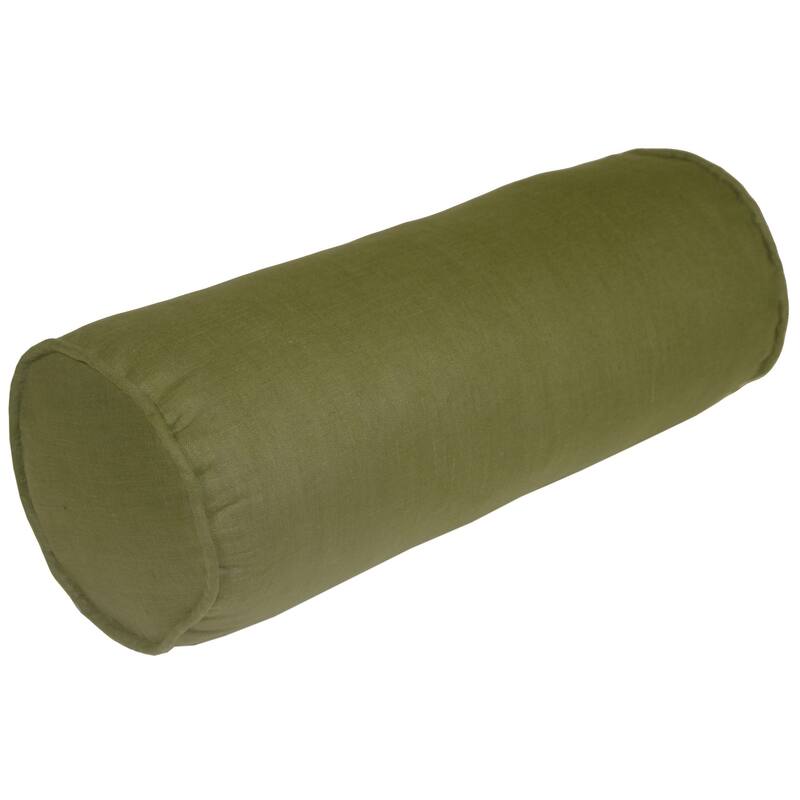 Pillow Decor - Tuscany Linen Fig Green 7x20 Bolster Pillow - N/A