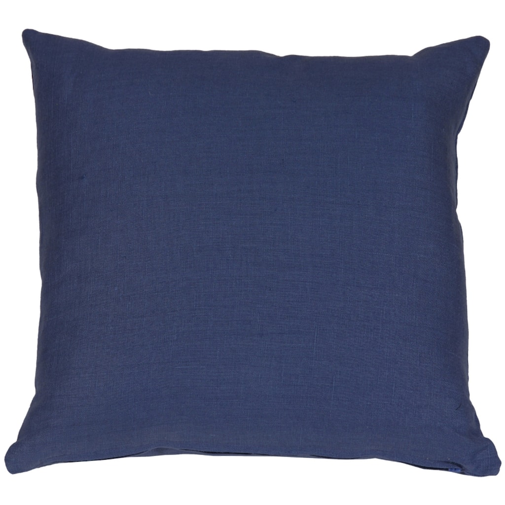 Tuscany Linen 17x17 Throw Pillow with Polyfill Insert, Indigo Blue