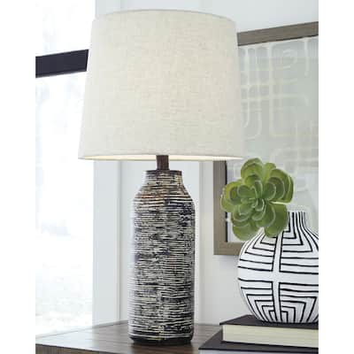 Mahima Paper 26 Inch Table Lamp - Black and White
