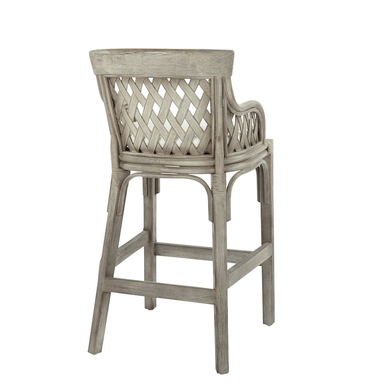 Plantation Cushioned Counter Stool with Woven Back Panels