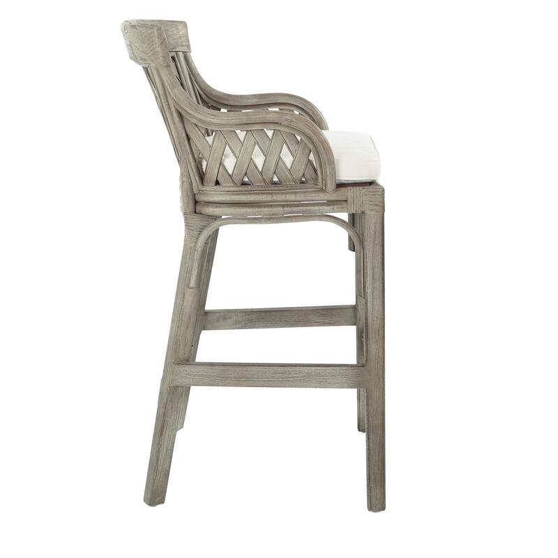 Plantation Cushioned Counter Stool with Woven Back Panels