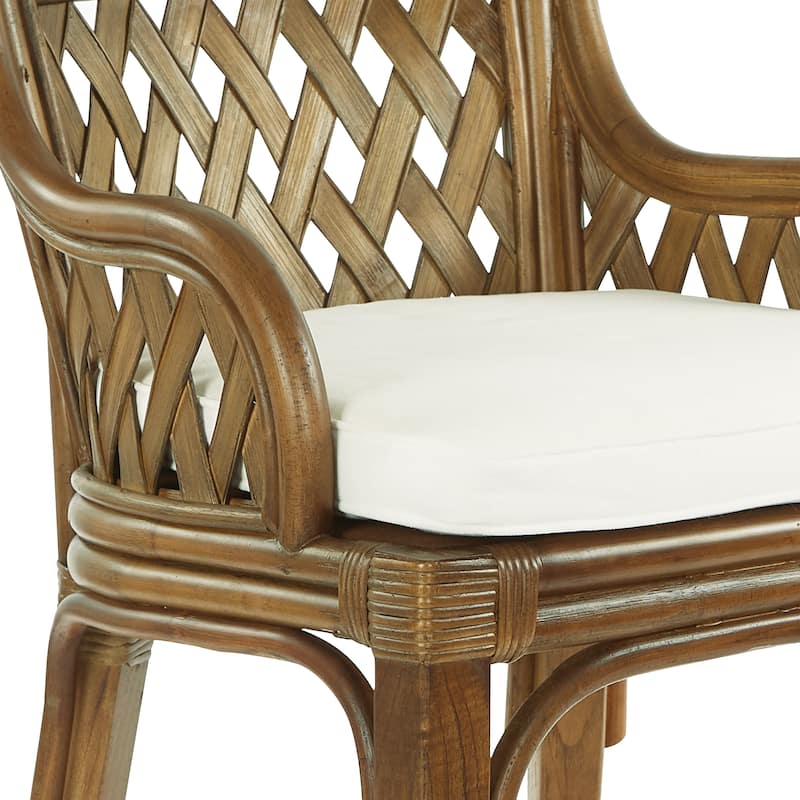 Plantation Cushioned Counter Stool with Woven Back Panels