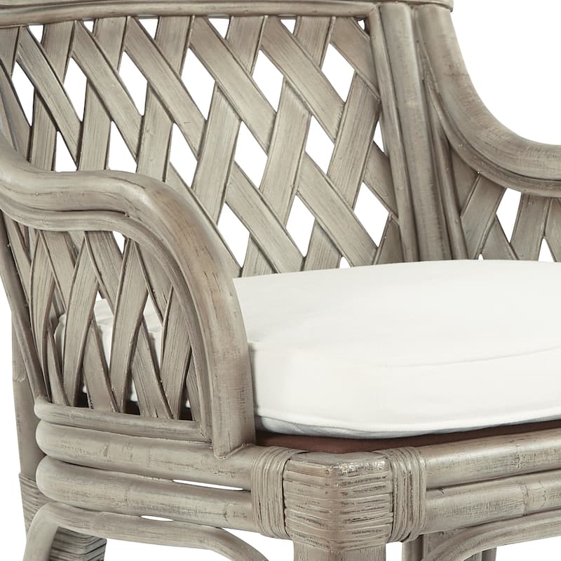 Plantation Cushioned Counter Stool with Woven Back Panels