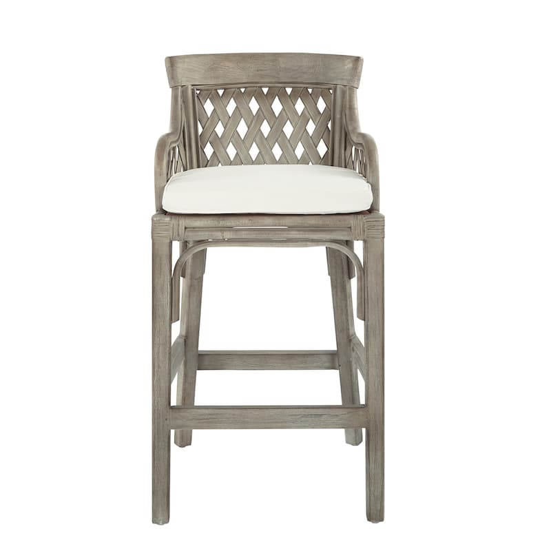 Plantation Cushioned Counter Stool with Woven Back Panels