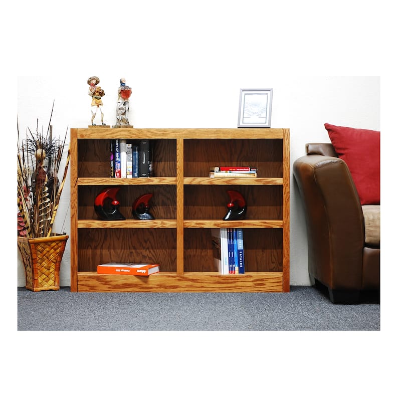 Concepts in Wood Double Wide Wood Bookcase, 6 Shelf, 36 inch Tall - Oak