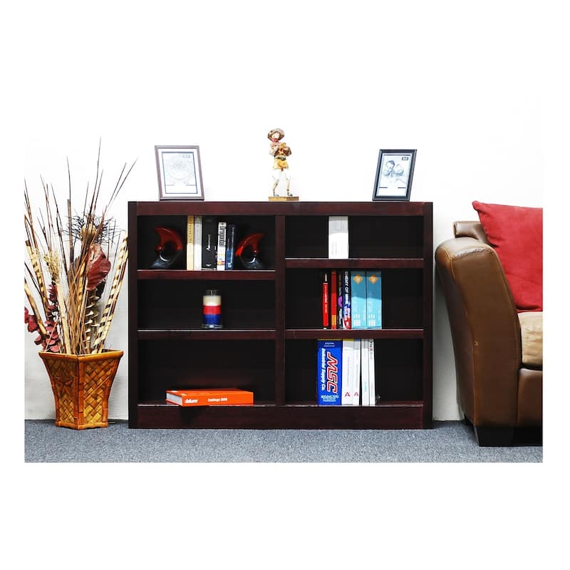 Concepts in Wood Double Wide Wood Bookcase, 6 Shelf, 36 inch Tall - Cherry