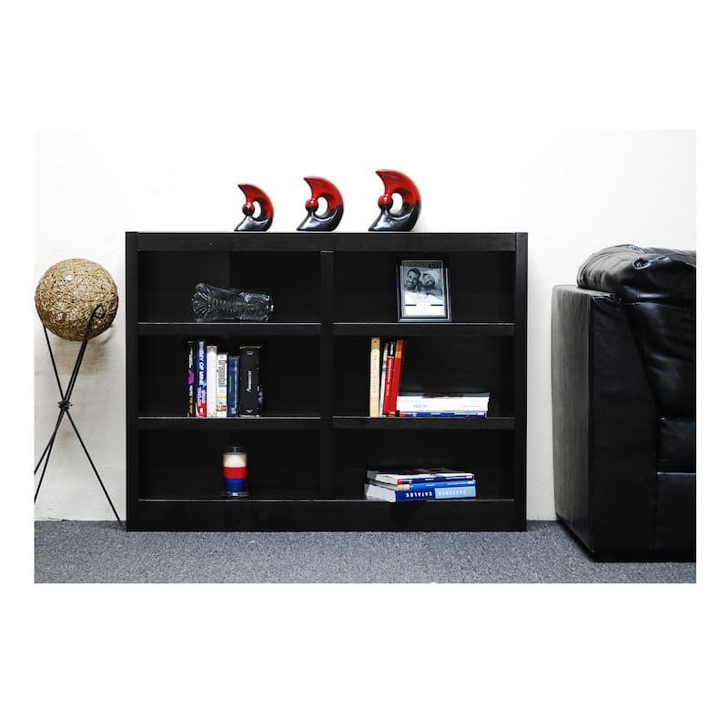 Concepts in Wood Double Wide Wood Bookcase, 6 Shelf, 36 inch Tall - Espresso