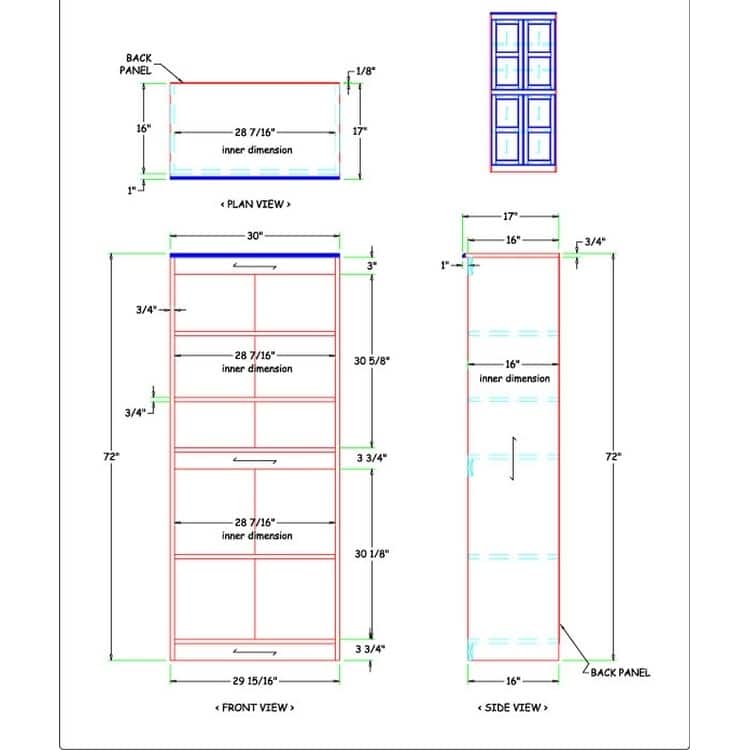 Concepts in Wood Storage Cabinet, 72 inch with 5 Shelves