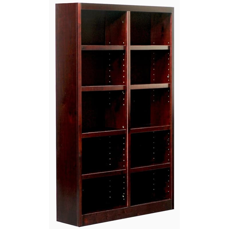 Concepts in Wood Double Wide Wood Bookcase, 10 Shelf, 72 inch Tall