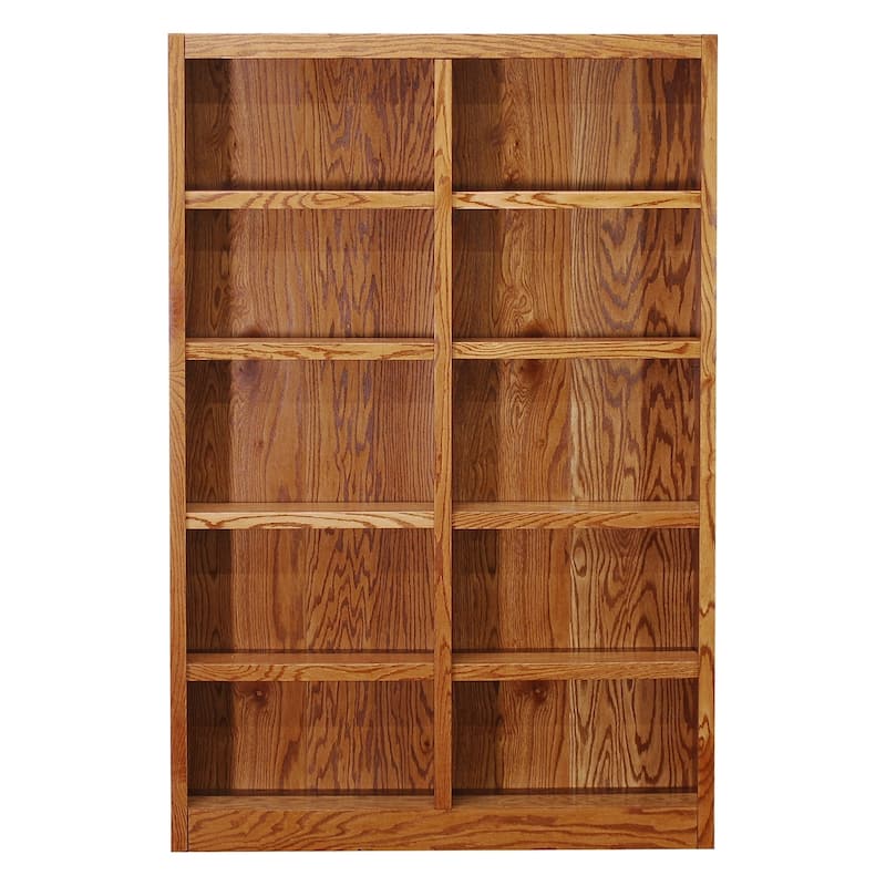 Concepts in Wood Double Wide Wood Bookcase, 10 Shelf, 72 inch Tall