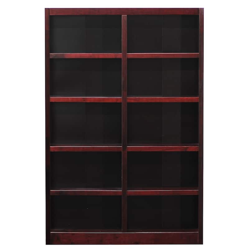 Concepts in Wood Double Wide Wood Bookcase, 10 Shelf, 72 inch Tall