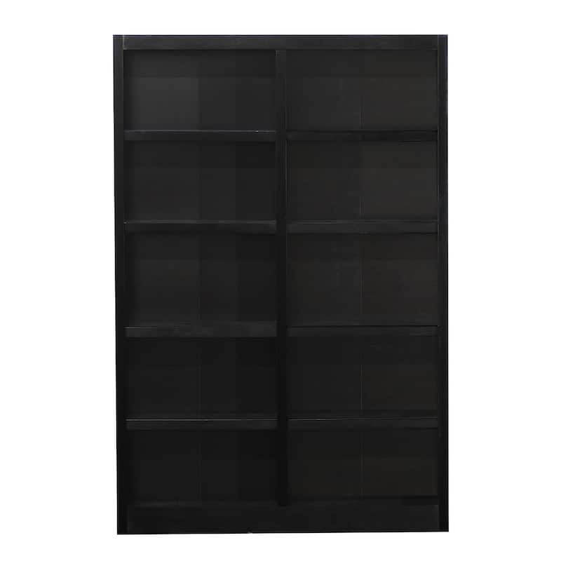 Concepts in Wood Double Wide Wood Bookcase, 10 Shelf, 72 inch Tall